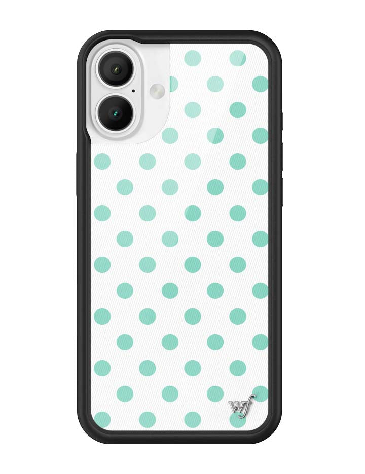 Wildflower iPhone case 16 Plus Polka Dot White Turquoise Cute