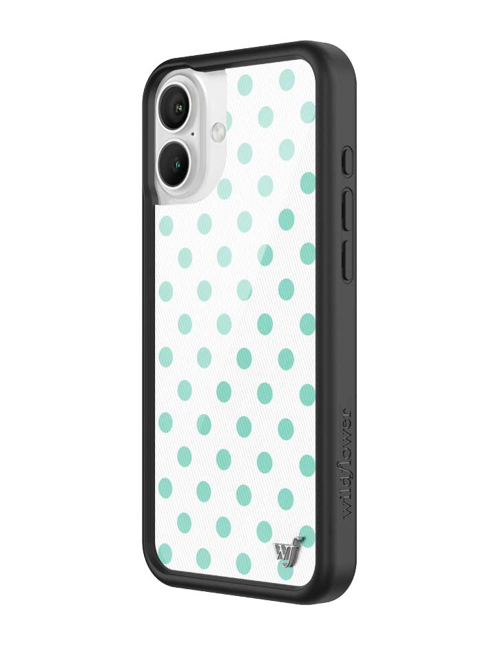 Wildflower iPhone case 16 Plus Polka Dot White Turquoise Cute