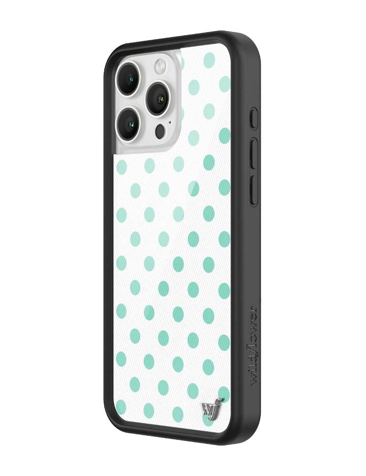 Wildflower iPhone case 16 Pro Max Polka Dot White Turquoise Cute
