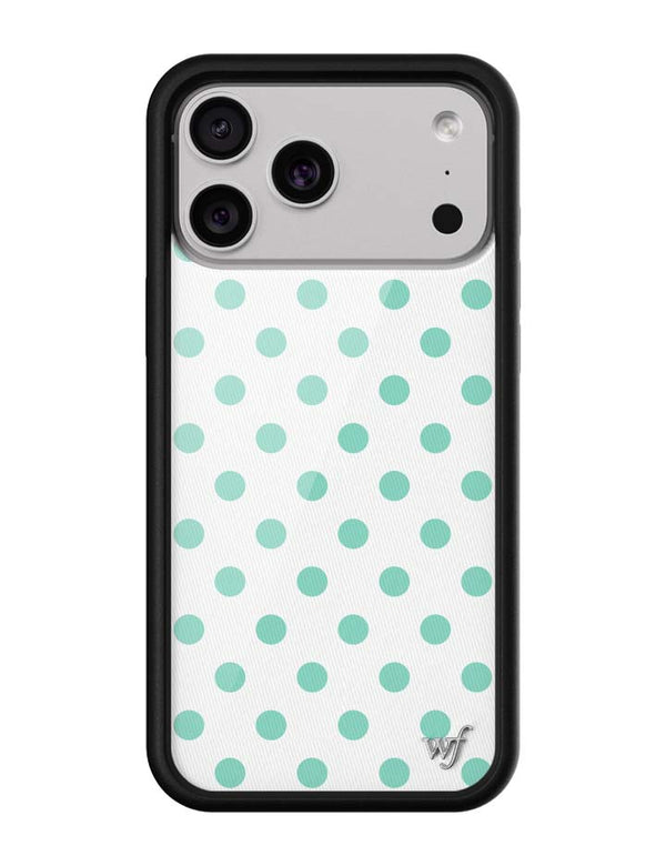 Wildflower iPhone case 18 Pro Max Polka Dot White Turquoise Cute