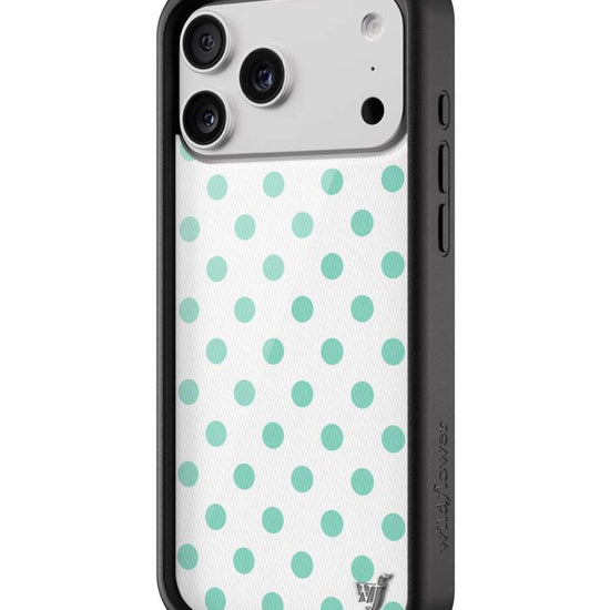 Wildflower iPhone case 18 Pro Max Polka Dot White Turquoise Cute