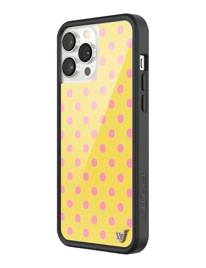 Wildflower iPhone case 13 Pro Max Polka Dot Yellow Pink Cute