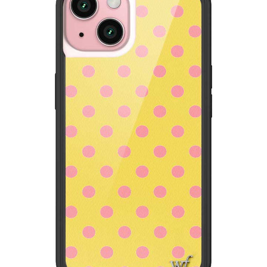 Wildflower iPhone case 15 Polka Dot Yellow Pink Cute