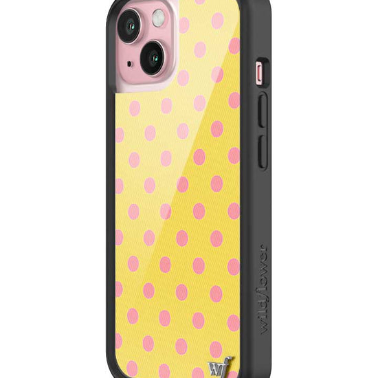 Wildflower iPhone case 15 Polka Dot Yellow Pink Cute