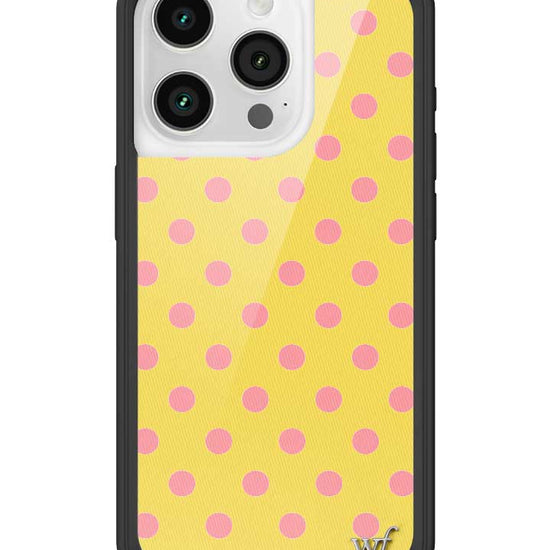 Wildflower iPhone case 15 Pro Polka Dot Yellow Pink Cute