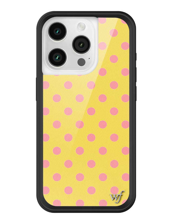 Wildflower iPhone case 15 Pro Polka Dot Yellow Pink Cute