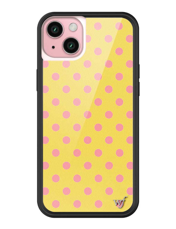 Wildflower iPhone case 15 Plus Polka Dot Yellow Pink Cute