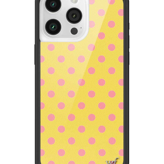 Wildflower iPhone case 15 Pro Max Polka Dot Yellow Pink Cute