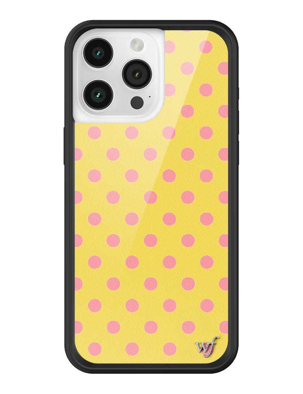 Wildflower iPhone case 15 Pro Max Polka Dot Yellow Pink Cute