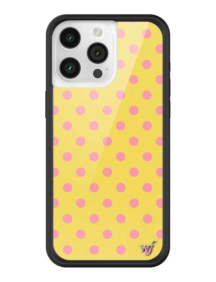 Wildflower iPhone case 15 Pro Max Polka Dot Yellow Pink Cute