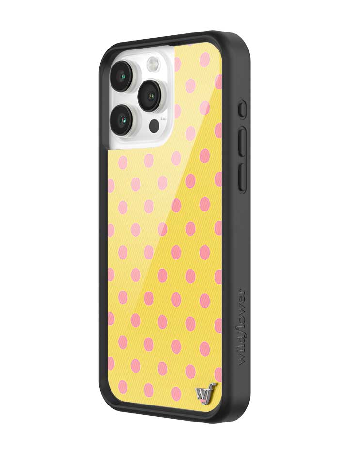 Wildflower iPhone case 15 Pro Max Polka Dot Yellow Pink Cute