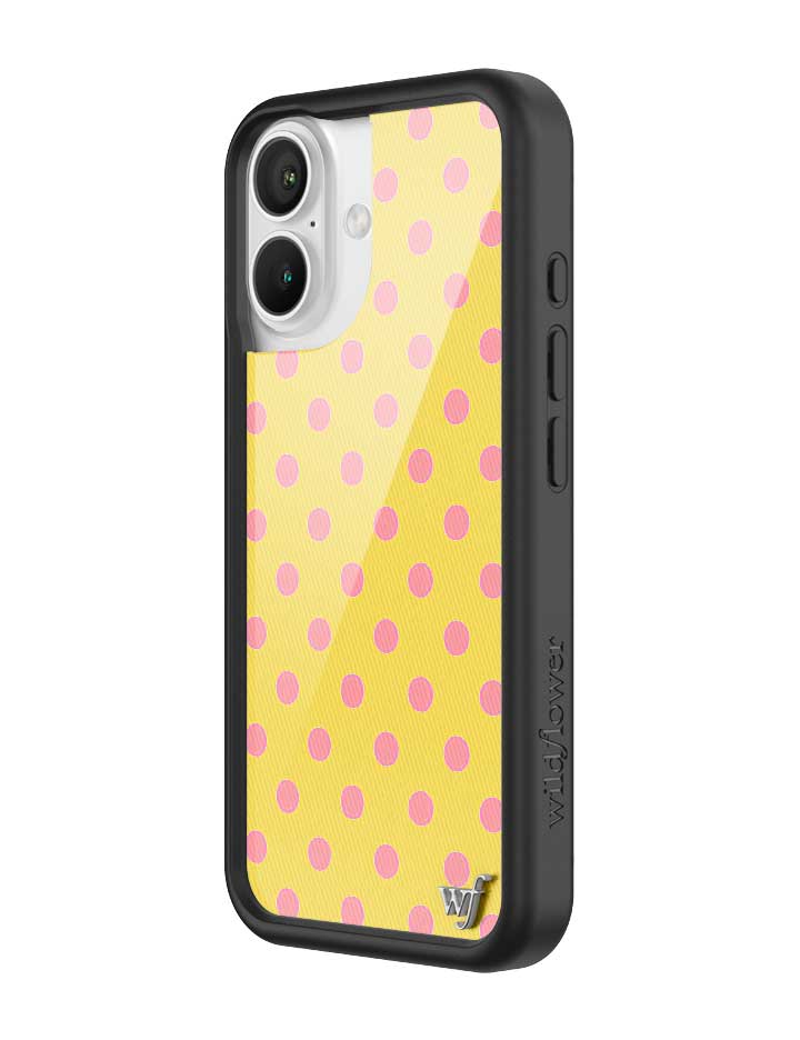 Wildflower iPhone case 16 Polka Dot Yellow Pink Cute