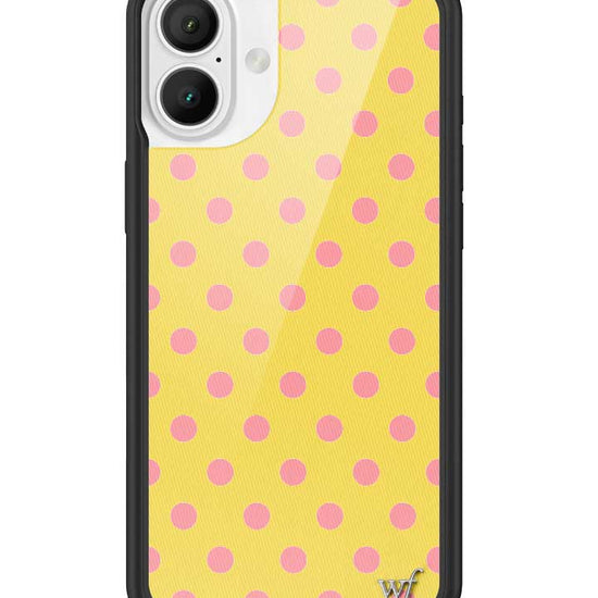 Wildflower iPhone case 16 Plus Polka Dot Yellow Pink Cute