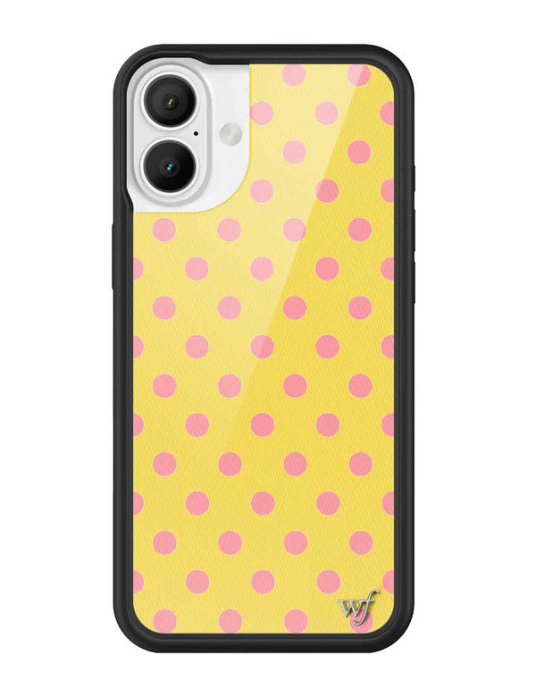 Wildflower iPhone case 16 Plus Polka Dot Yellow Pink Cute