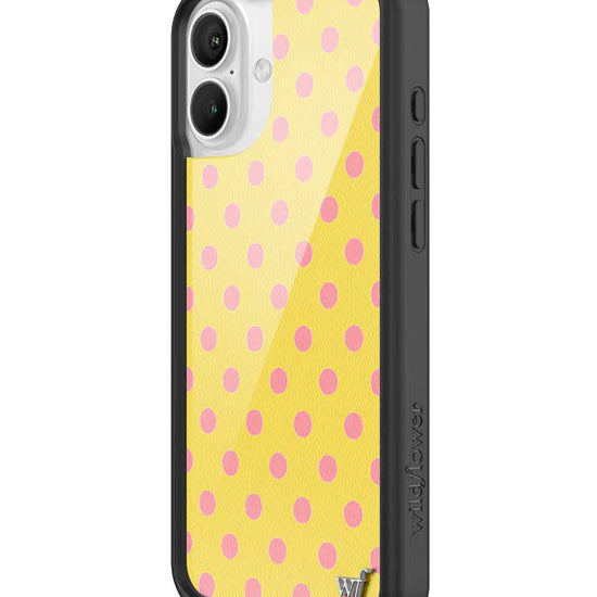 Wildflower iPhone case 16 Plus Polka Dot Yellow Pink Cute