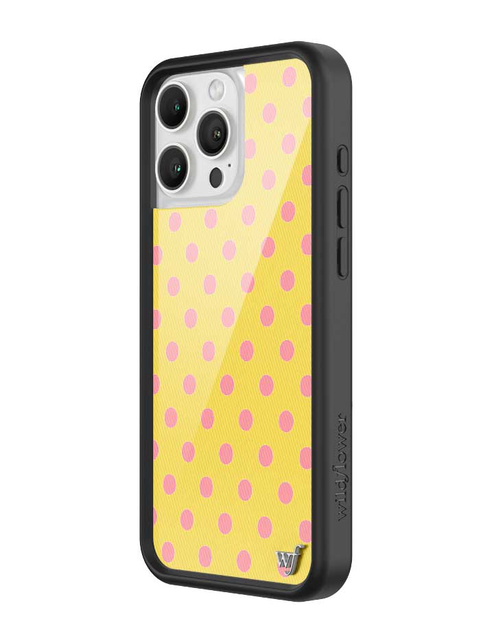 Wildflower iPhone case 16 Pro Max Polka Dot Yellow Pink Cute