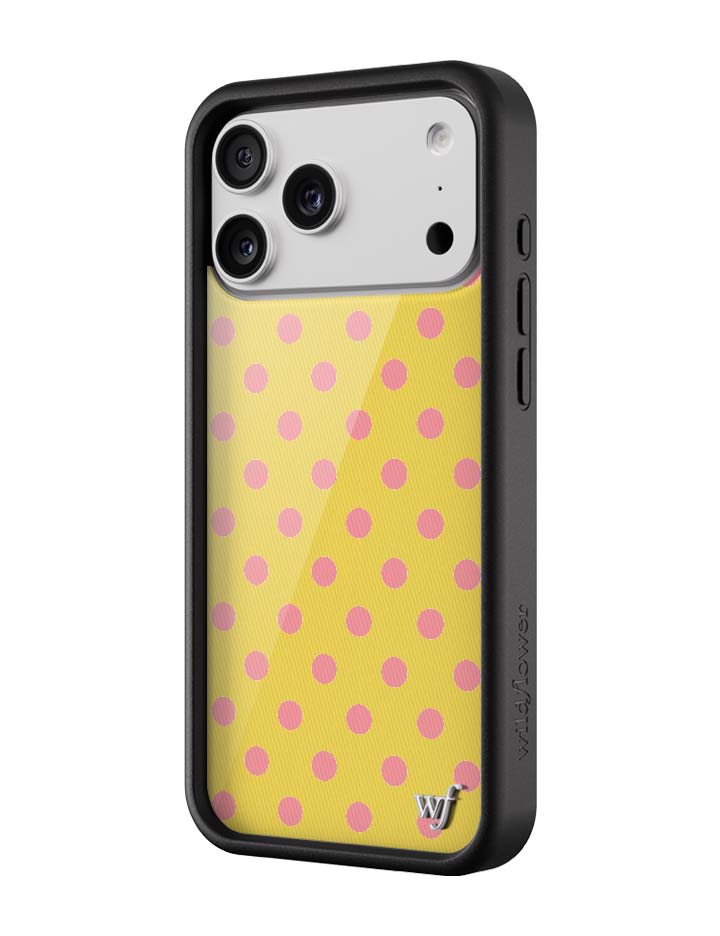 Wildflower iPhone case 17 Pro Max Polka Dot Yellow Pink Cute