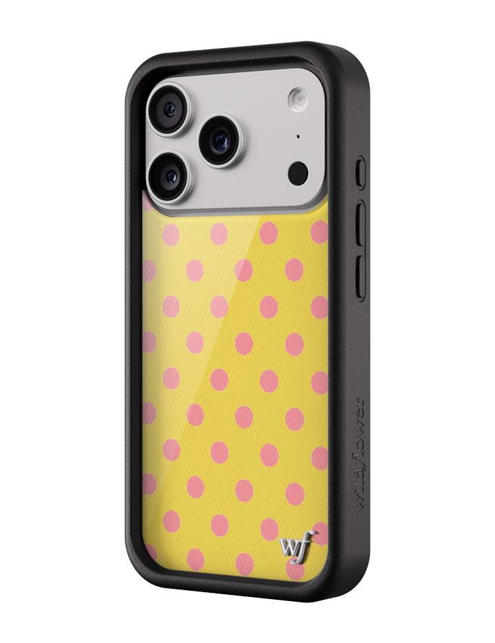 Wildflower iPhone case 18 Pro Polka Dot Yellow Pink Cute