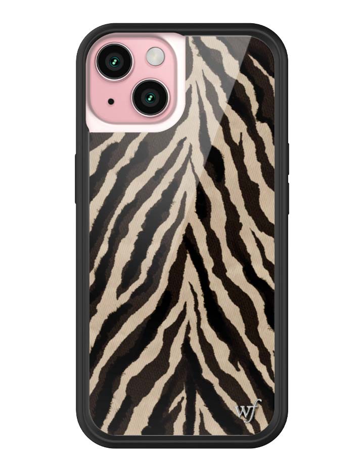 Wildflower iPhone case 15 Zebra Black White Cute