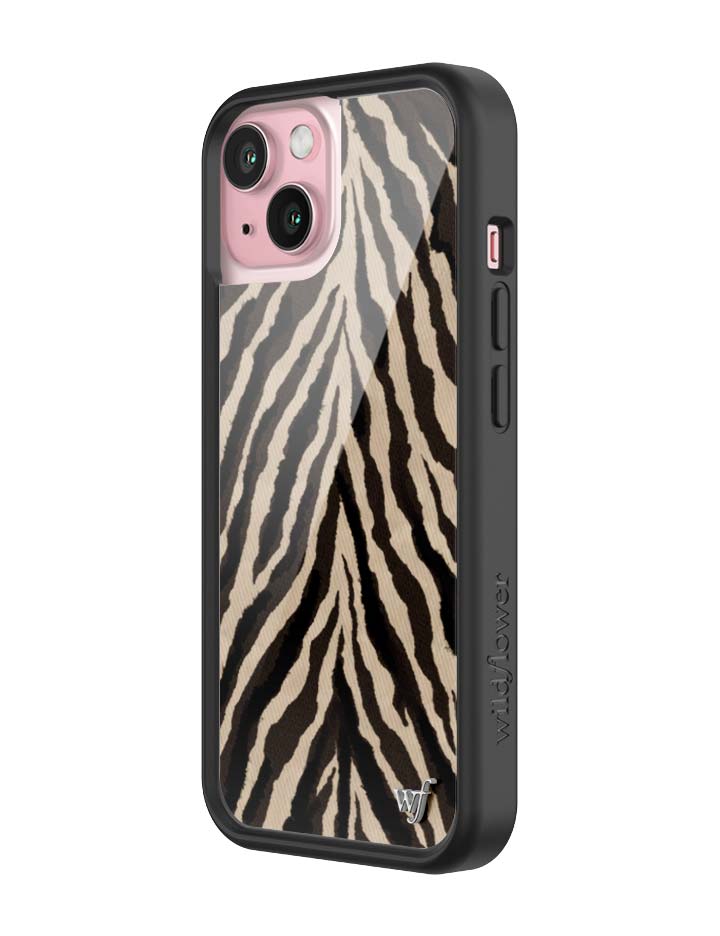 Wildflower iPhone case 15 Zebra Black White Cute