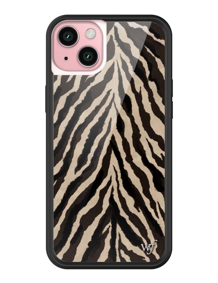 Wildflower iPhone case 15 Plus Zebra Black White Cute