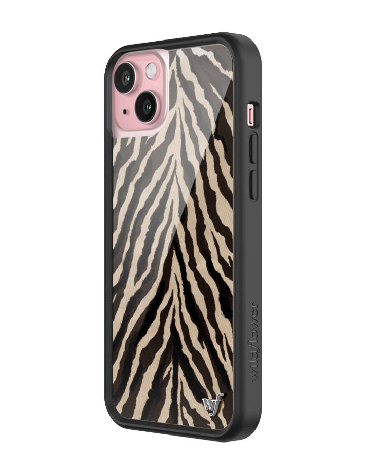 Wildflower iPhone case 15 Plus Zebra Black White Cute