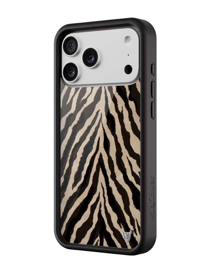 Wildflower iPhone case 18 Pro Max Zebra Black White Cute
