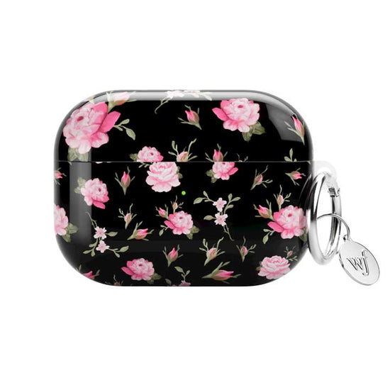 wildflower black and pink floral airpodspro2 case