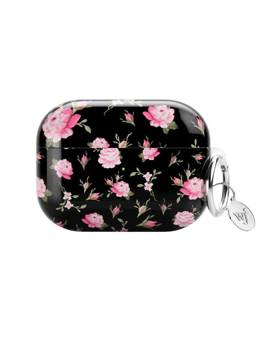 wildflower black and pink floral airpodspro2 case
