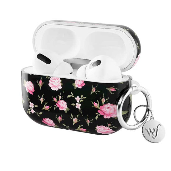 wildflower black and pink floral airpodspro case