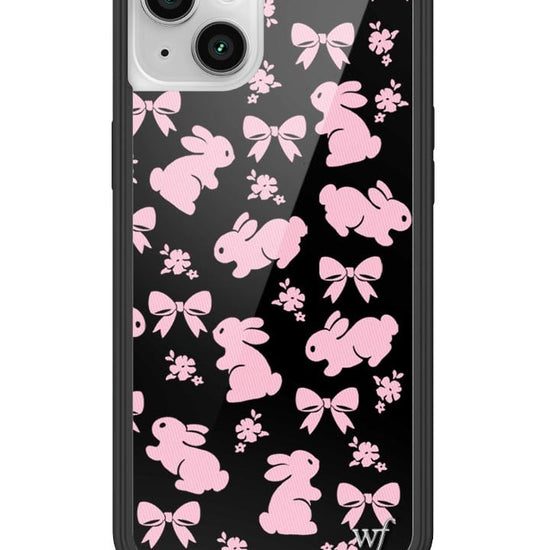 wildflower pink bunnies iphone 14plus case