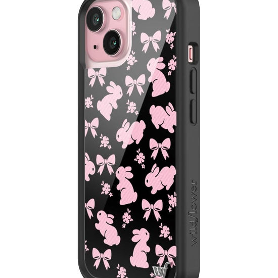 wildflower pink bunnies iphone 15 case