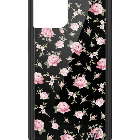 wildflower black and pink floral iphone 13mini case