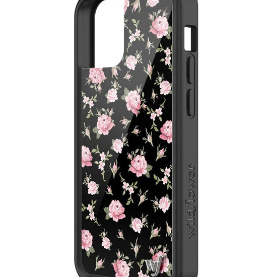 wildflower black and pink floral iphone 13mini case