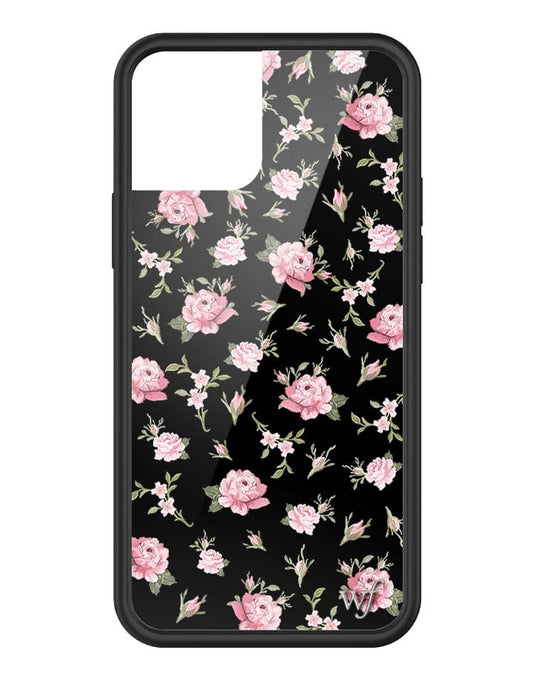 wildflower black and pink floral iphone 12/12pro case
