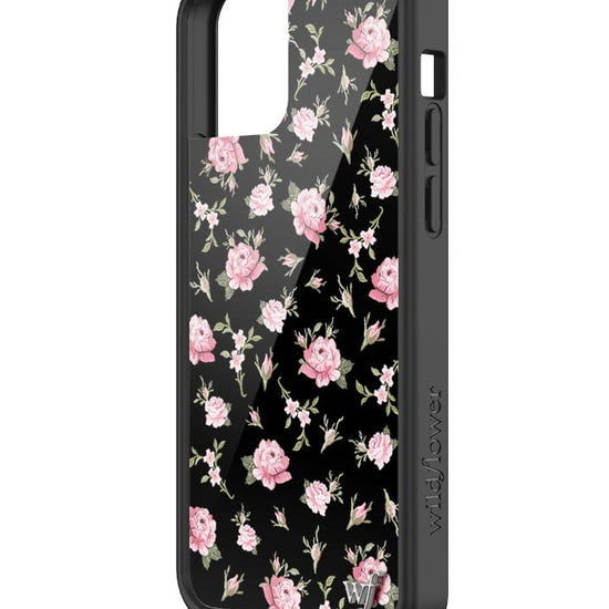 wildflower black and pink floral iphone 12/12pro case