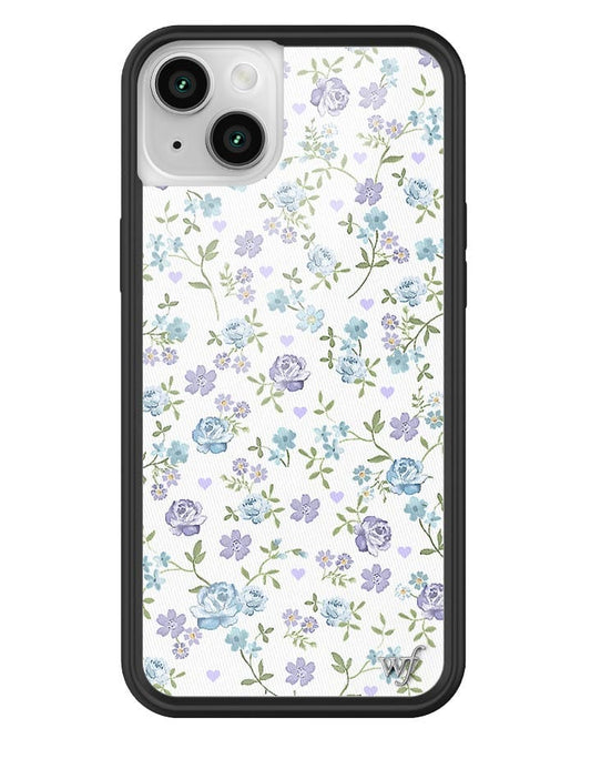 wildflower lilac and blue floral iphone 14plus case