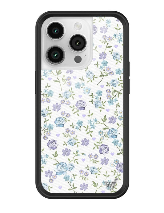 wildflower lilac and blue floral iphone 14pro case