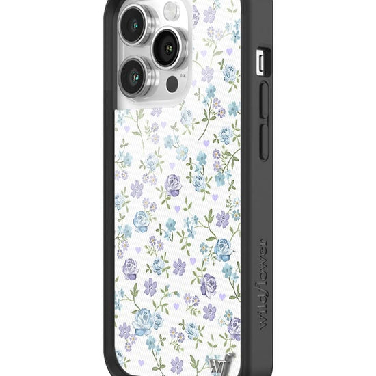 wildflower lilac and blue floral iphone 14pro case