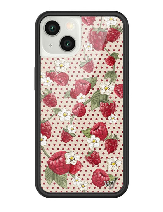 wildflower raspberry polka dot iphone 13 case