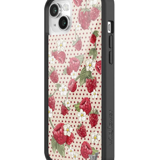 wildflower raspberry polka dot iphone 14 case