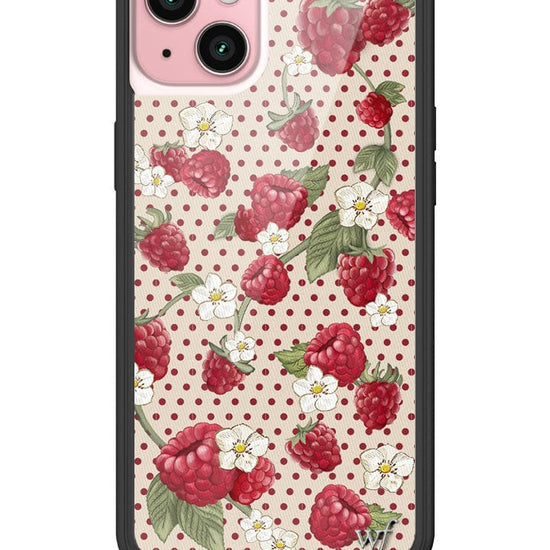 wildflower raspberry polka dot iphone 15plus case