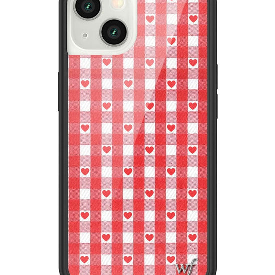 wildflower red gingham heart iphone 13 case