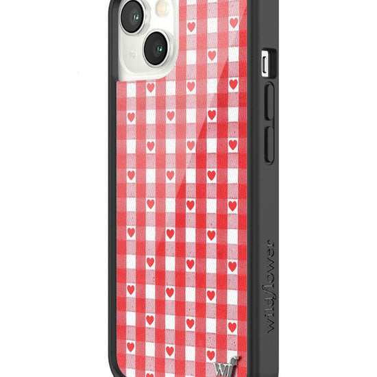 wildflower red gingham heart iphone 13 case