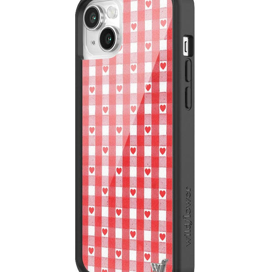wildflower red gingham heart iphone 14 case