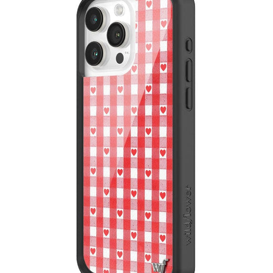 wildflower red gingham heart iphone 15promax case